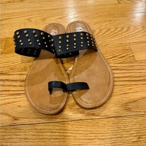 Elegant Black and Tan Studded Sandals